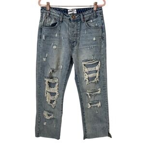 One by Oneteaspoon Jeans Womens Size 26 Light Wash Hooligans Distressed Cropped